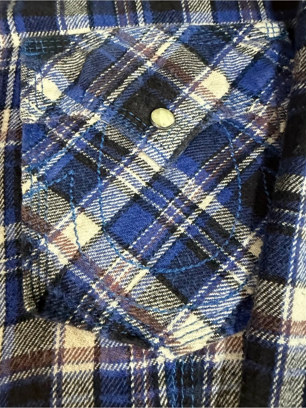 True Religion Men's Blue Plaid Casual Button-Down Shirt